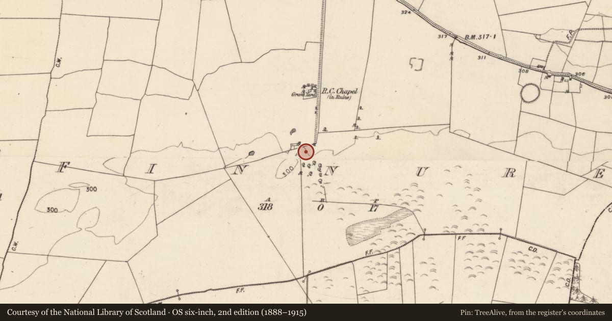 Ordnance Survey six-inch map, 2nd edition (1888–1915) covering the location of House - 18th/19th century, Finnure, County Galway, with a pin at the register's coordinates
