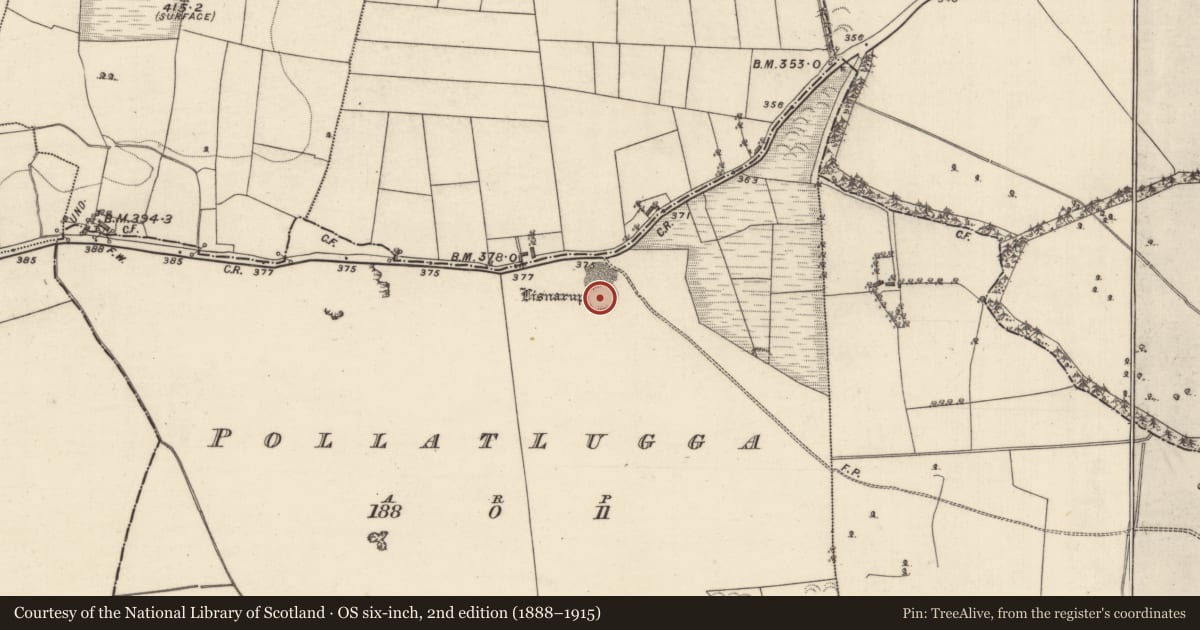 Ordnance Survey six-inch map, 2nd edition (1888–1915) covering the location of Ringfort - rath, Pollatlugga, County Galway, with a pin at the register's coordinates