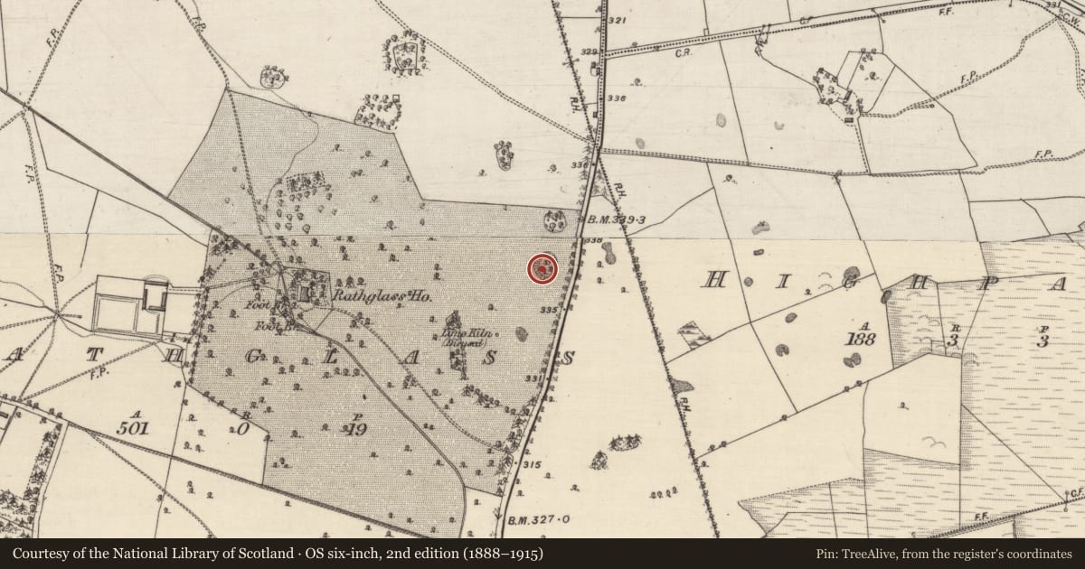 Ordnance Survey six-inch map, 2nd edition (1888–1915) covering the location of Ringfort - rath, Rathglass, County Galway, with a pin at the register's coordinates