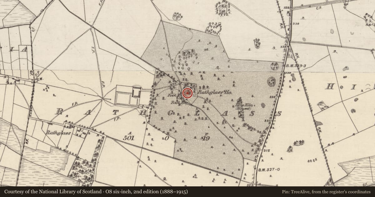Ordnance Survey six-inch map, 2nd edition (1888–1915) covering the location of House - 18th/19th century, Rathglass, County Galway, with a pin at the register's coordinates