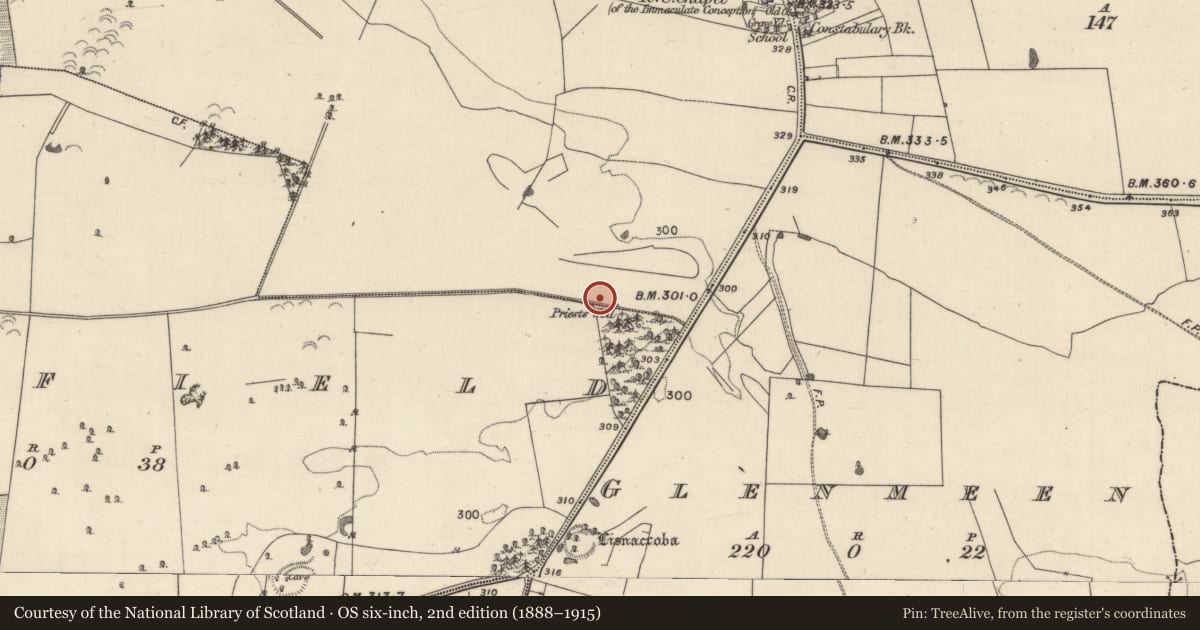 Ordnance Survey six-inch map, 2nd edition (1888–1915) covering the location of Well, Wallscourt, County Galway, with a pin at the register's coordinates