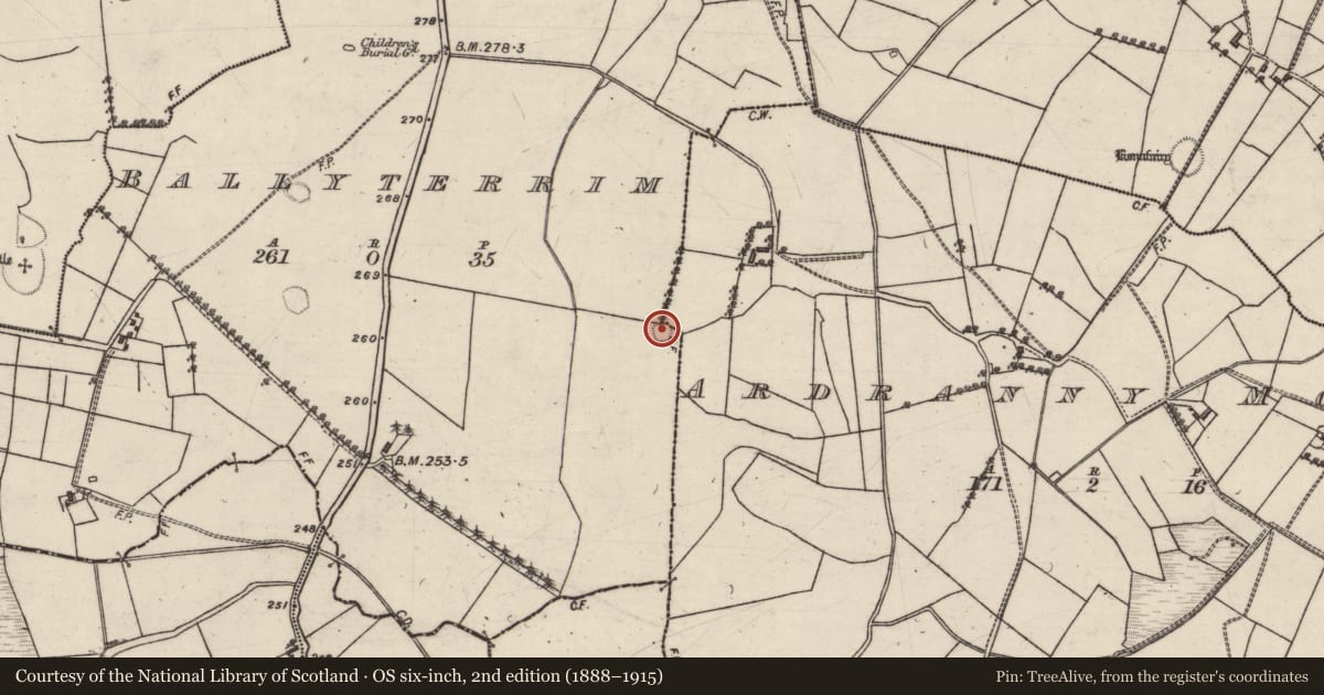 Ordnance Survey six-inch map, 2nd edition (1888–1915) covering the location of Ringfort - rath, Ardranny More, Ballyterrim, County Galway, with a pin at the register's coordinates