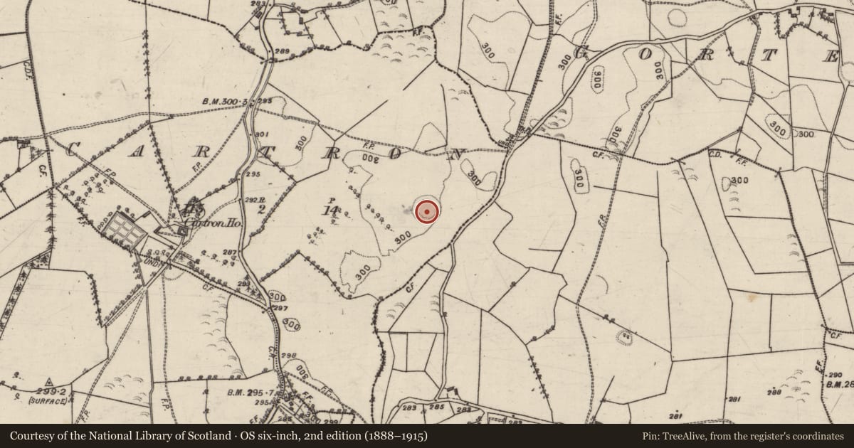 Ordnance Survey six-inch map, 2nd edition (1888–1915) covering the location of Ringfort - unclassified, Cartron, County Galway, with a pin at the register's coordinates
