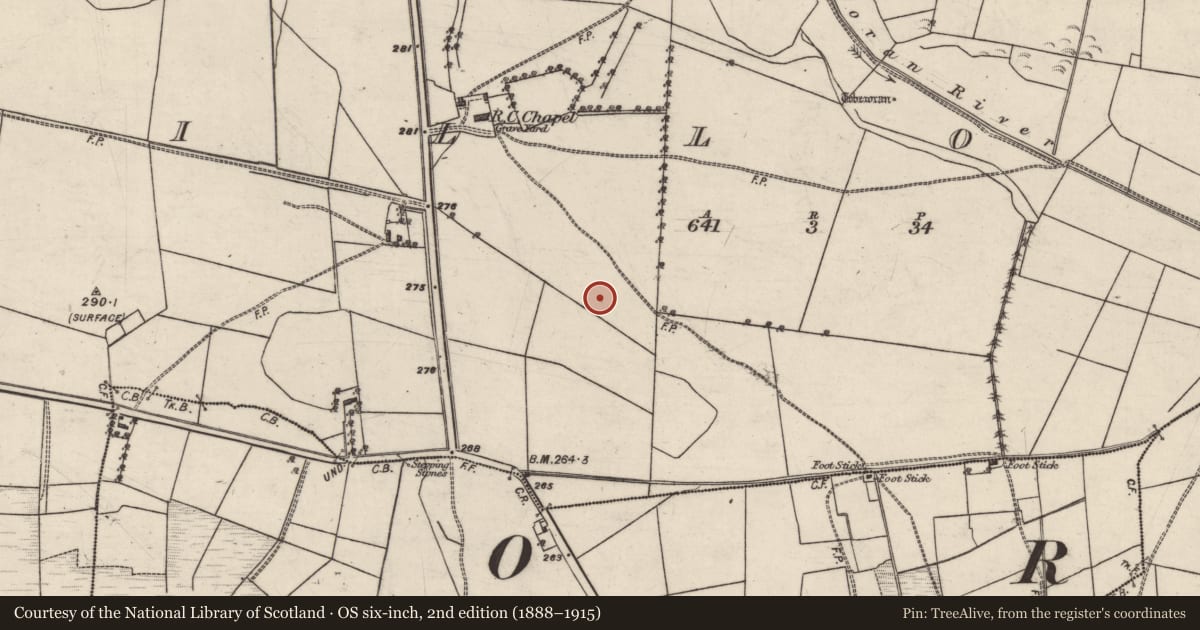 Ordnance Survey six-inch map, 2nd edition (1888–1915) covering the location of Earthwork, Killoran, County Galway, with a pin at the register's coordinates
