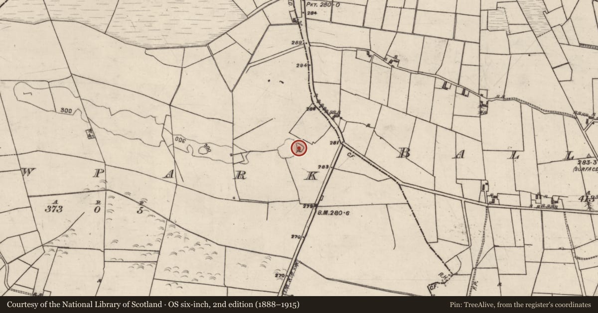 Ordnance Survey six-inch map, 2nd edition (1888–1915) covering the location of Enclosure, Lowpark, County Galway, with a pin at the register's coordinates