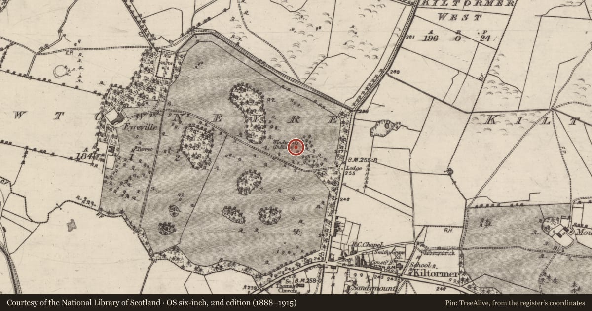 Ordnance Survey six-inch map, 2nd edition (1888–1915) covering the location of Windmill, Newtowneyre, County Galway, with a pin at the register's coordinates