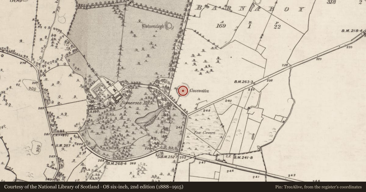 Ordnance Survey six-inch map, 2nd edition (1888–1915) covering the location of Ringfort - rath, Barnaboy, County Galway, with a pin at the register's coordinates