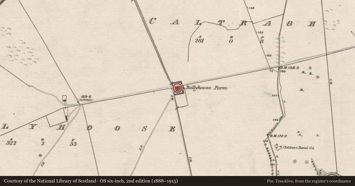 Ordnance Survey six-inch map, 2nd edition (1888–1915) covering the location of Mill - unclassified, Caltragh, County Galway, with a pin at the register's coordinates