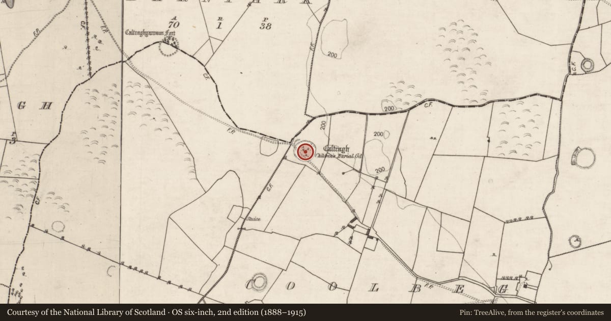 Ordnance Survey six-inch map, 2nd edition (1888–1915) covering the location of Ringfort - rath, Coolbeg, County Galway, with a pin at the register's coordinates