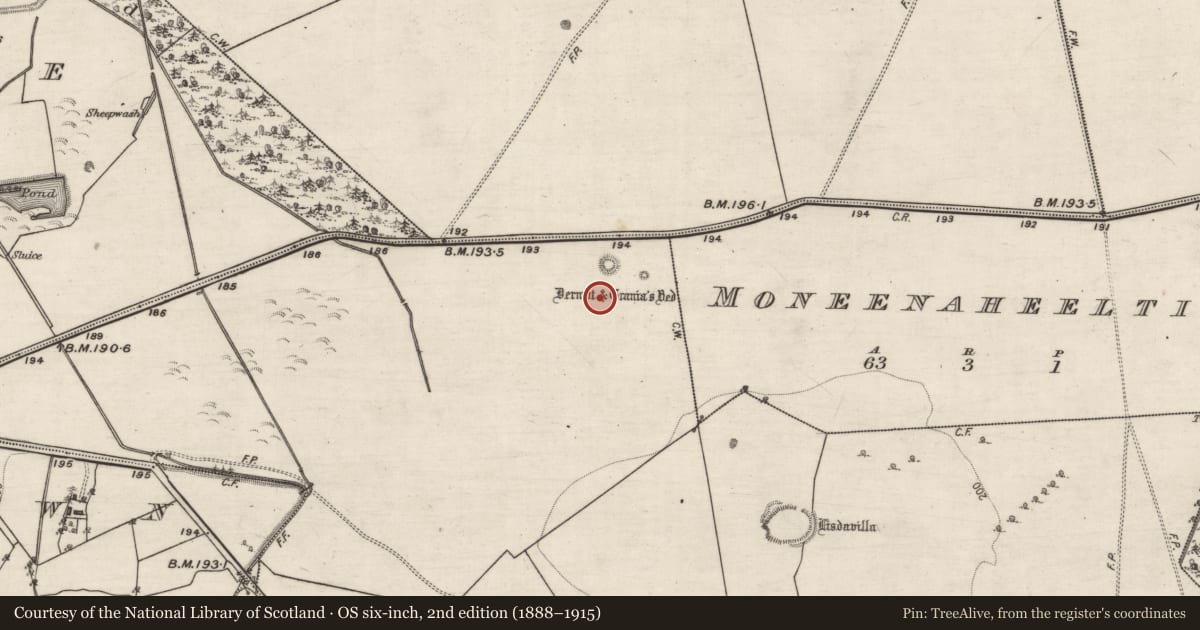 Ordnance Survey six-inch map, 2nd edition (1888–1915) covering the location of Barrow - unclassified, Killevny, County Galway, with a pin at the register's coordinates