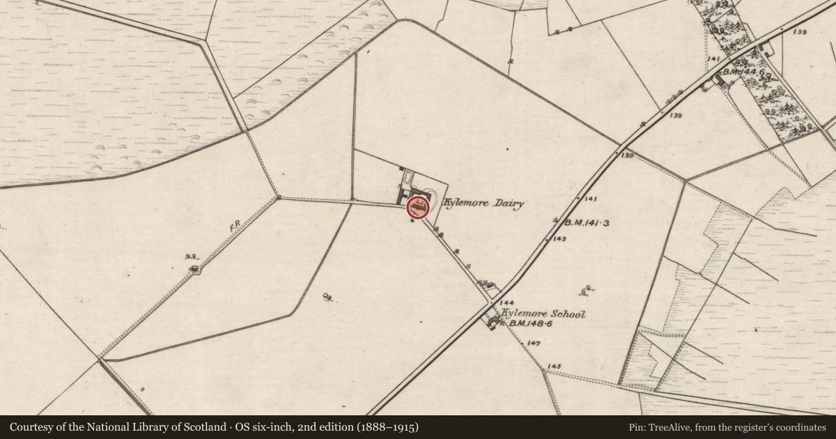 Ordnance Survey six-inch map, 2nd edition (1888–1915) covering the location of Building, Kylemore, County Galway, with a pin at the register's coordinates