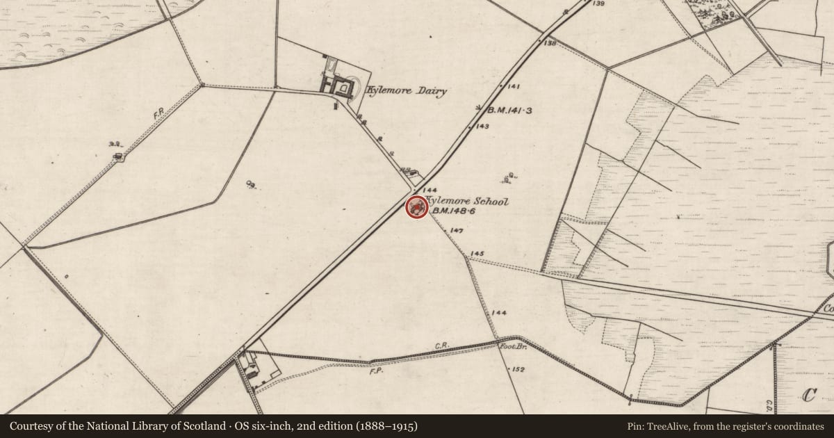 Ordnance Survey six-inch map, 2nd edition (1888–1915) covering the location of House - 18th/19th century, Kylemore, County Galway, with a pin at the register's coordinates