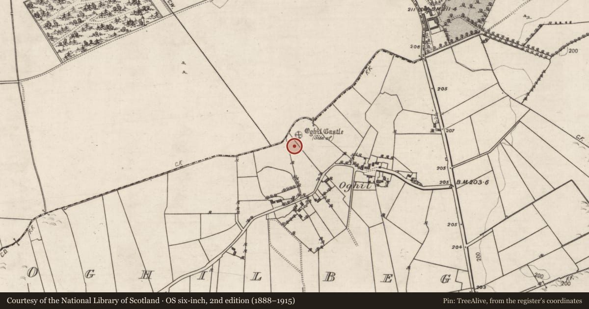 Ordnance Survey six-inch map, 2nd edition (1888–1915) covering the location of Religious house - unclassified, Oghil Beg, County Galway, with a pin at the register's coordinates