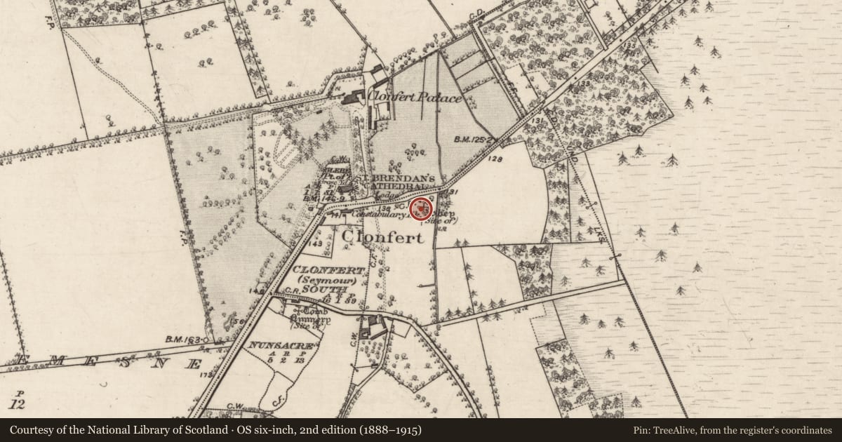 Ordnance Survey six-inch map, 2nd edition (1888–1915) covering the location of Religious house - Augustinian canons, Abbeyland Little, County Galway, with a pin at the register's coordinates
