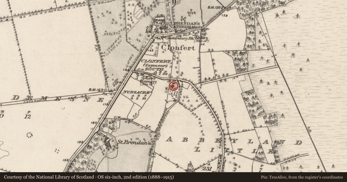 Ordnance Survey six-inch map, 2nd edition (1888–1915) covering the location of House - 18th/19th century, Abbeyland Little, County Galway, with a pin at the register's coordinates