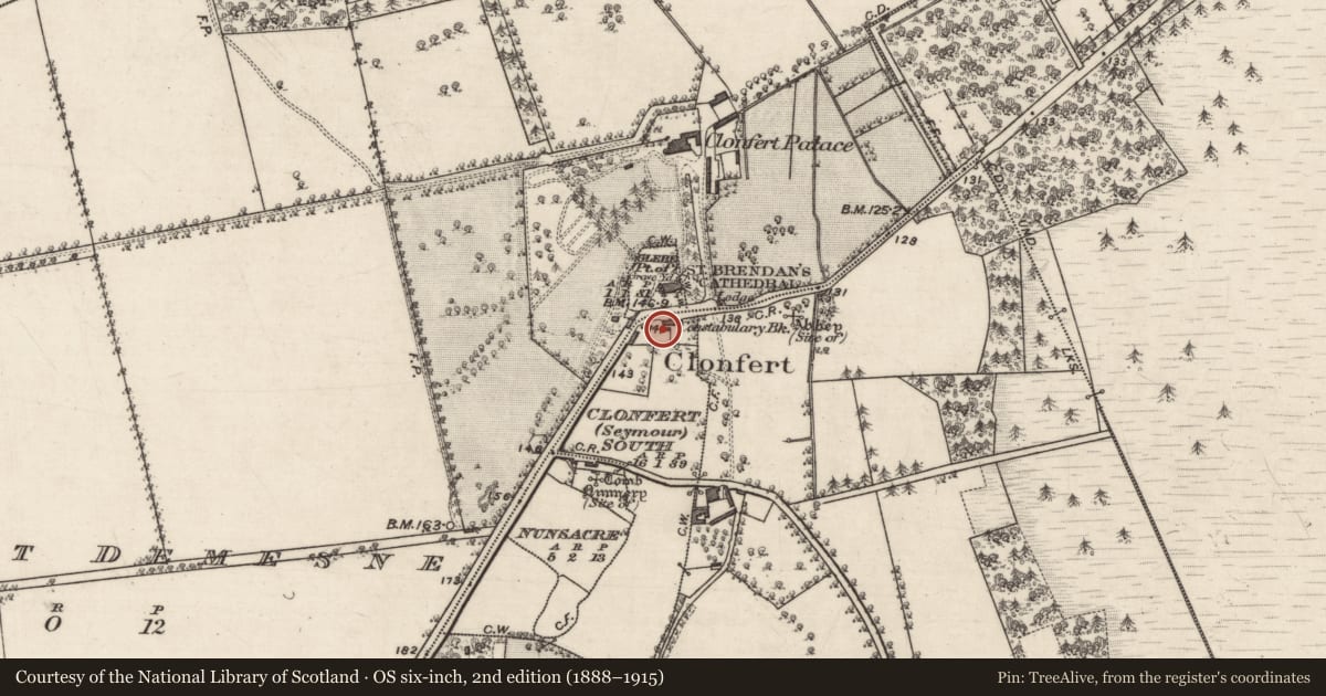 Ordnance Survey six-inch map, 2nd edition (1888–1915) covering the location of House - 18th/19th century, Clonfert South (Seymour), County Galway, with a pin at the register's coordinates