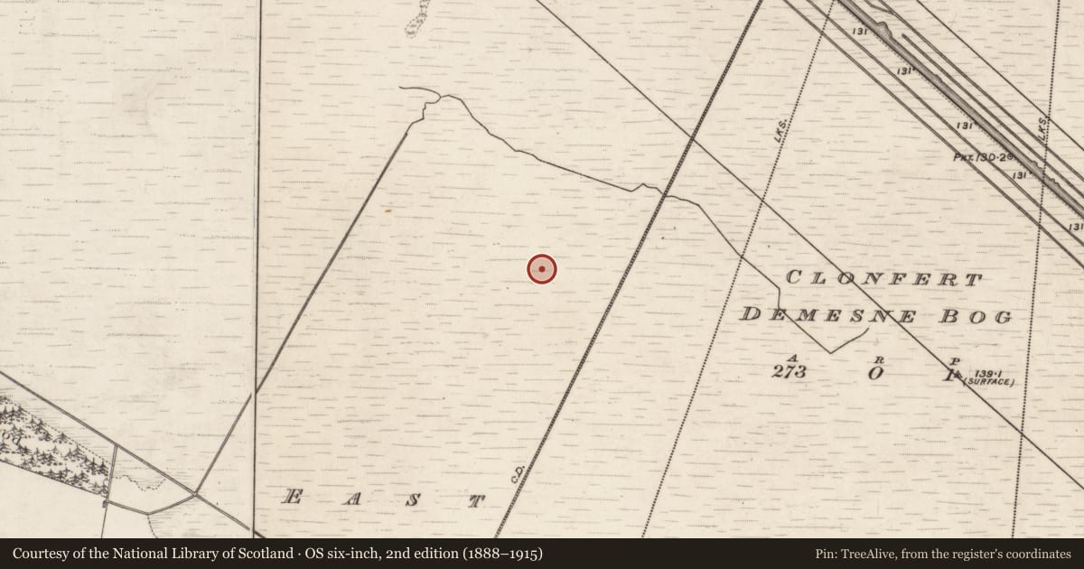 Ordnance Survey six-inch map, 2nd edition (1888–1915) covering the location of Pitfall trap, Coolcarta East, County Galway, with a pin at the register's coordinates