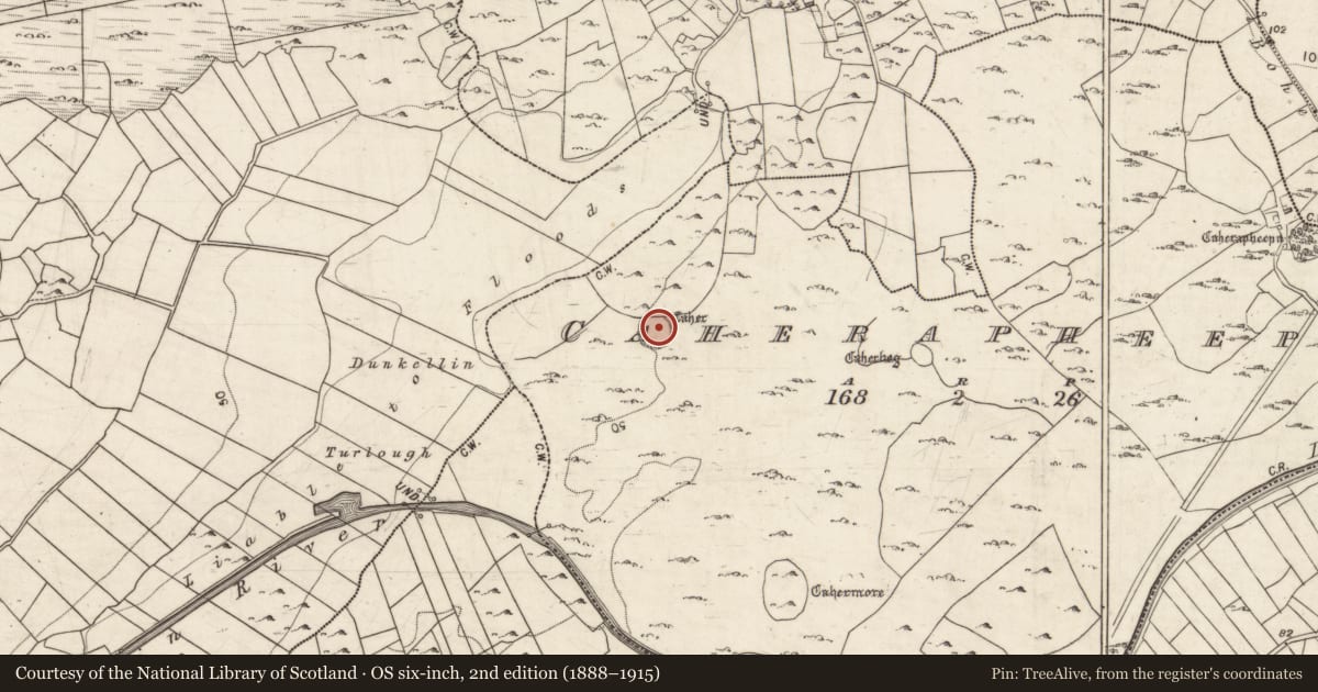 Ordnance Survey six-inch map, 2nd edition (1888–1915) covering the location of House - indeterminate date, Caherapheepa, County Galway, with a pin at the register's coordinates