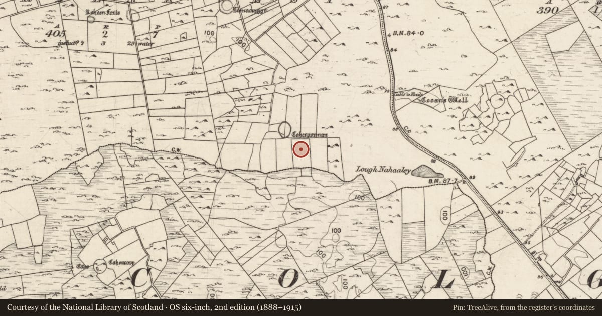 Ordnance Survey six-inch map, 2nd edition (1888–1915) covering the location of House - indeterminate date, Caherpeak West, County Galway, with a pin at the register's coordinates