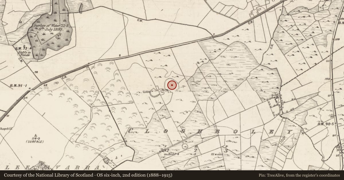 Ordnance Survey six-inch map, 2nd edition (1888–1915) covering the location of House - indeterminate date, Cloghboley, County Galway, with a pin at the register's coordinates