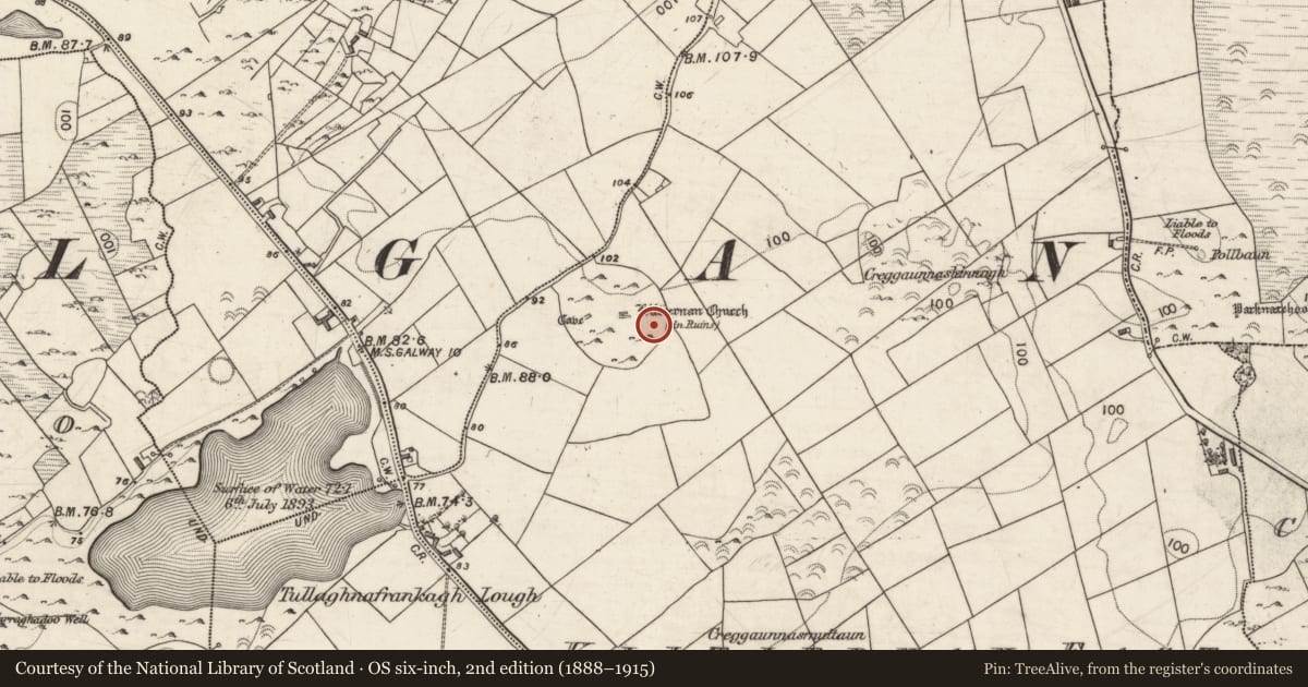 Ordnance Survey six-inch map, 2nd edition (1888–1915) covering the location of House - indeterminate date, Kiltiernan East, County Galway, with a pin at the register's coordinates