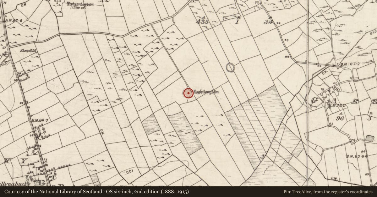 Ordnance Survey six-inch map, 2nd edition (1888–1915) covering the location of Ringfort - rath, Rinn, County Galway, with a pin at the register's coordinates
