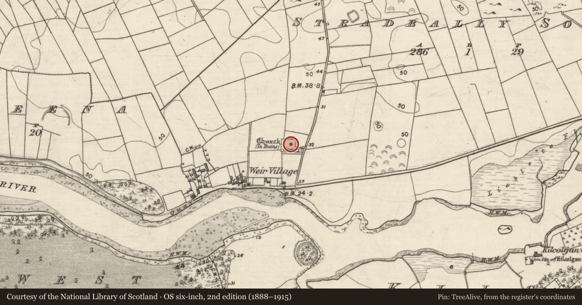 Ordnance Survey six-inch map, 2nd edition (1888–1915) covering the location of Graveyard, Stradbally South, County Galway, with a pin at the register's coordinates