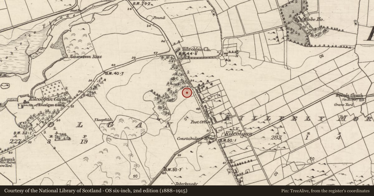 Ordnance Survey six-inch map, 2nd edition (1888–1915) covering the location of Souterrain, Kilcolgan, County Galway, with a pin at the register's coordinates