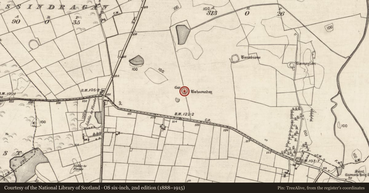 Ordnance Survey six-inch map, 2nd edition (1888–1915) covering the location of Souterrain, Aggard Beg, County Galway, with a pin at the register's coordinates