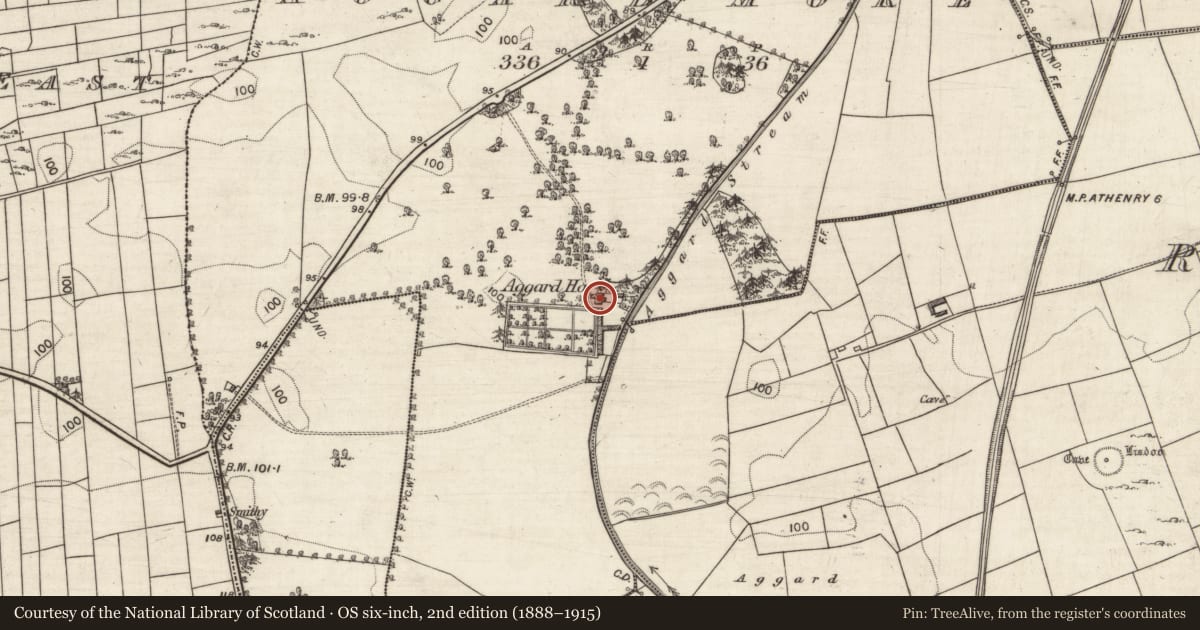 Ordnance Survey six-inch map, 2nd edition (1888–1915) covering the location of Country house, Aggard More, County Galway, with a pin at the register's coordinates