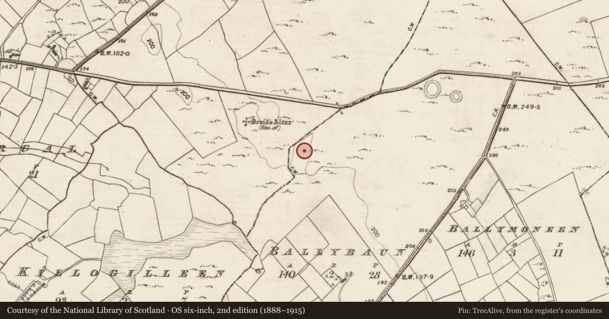 Ordnance Survey six-inch map, 2nd edition (1888–1915) covering the location of House - indeterminate date, Ballybaun, County Galway, with a pin at the register's coordinates