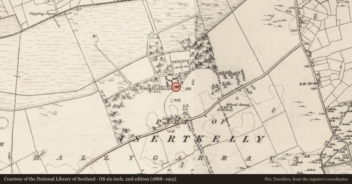 Ordnance Survey six-inch map, 2nd edition (1888–1915) covering the location of House - indeterminate date, Ballygarraun, County Galway, with a pin at the register's coordinates