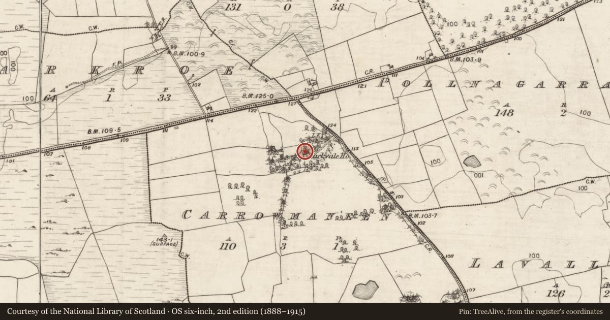 Ordnance Survey six-inch map, 2nd edition (1888–1915) covering the location of House - indeterminate date, Carrowmaneen, County Galway, with a pin at the register's coordinates