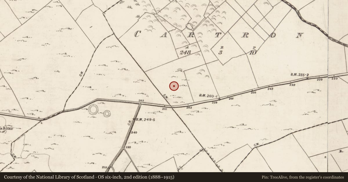 Ordnance Survey six-inch map, 2nd edition (1888–1915) covering the location of House - indeterminate date, Cartron, County Galway, with a pin at the register's coordinates