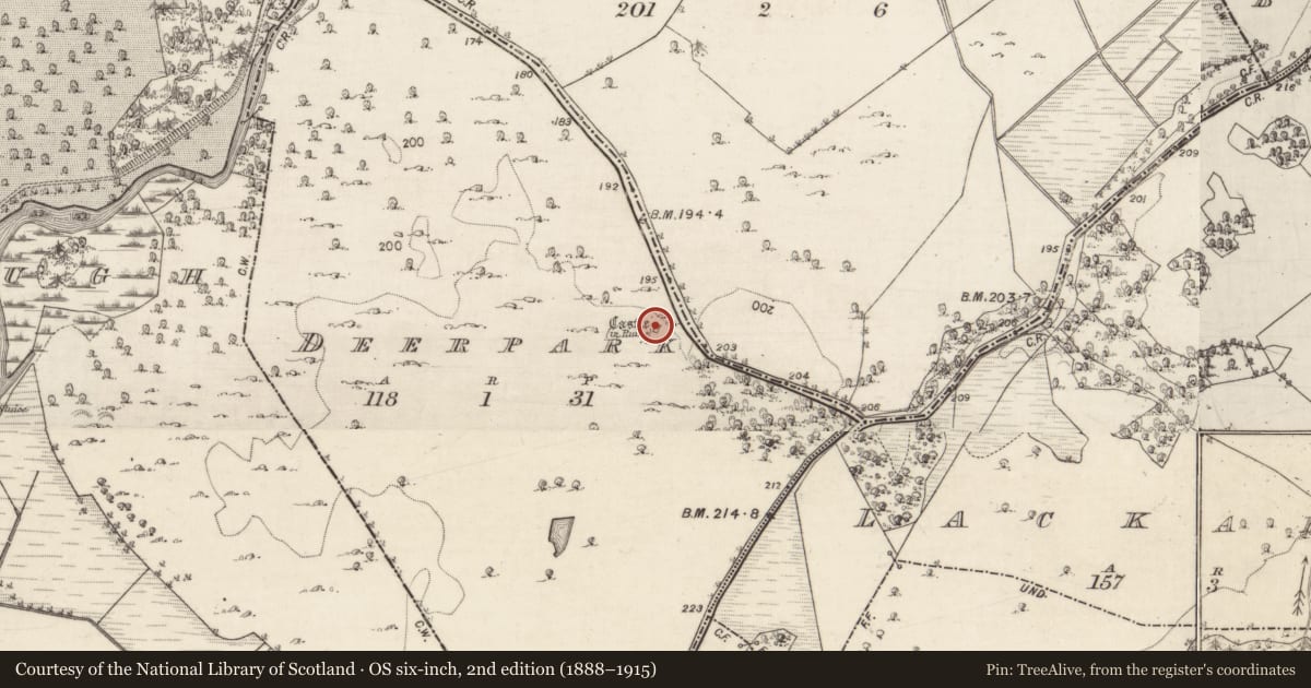 Ordnance Survey six-inch map, 2nd edition (1888–1915) covering the location of Bawn, Deerpark, County Galway, with a pin at the register's coordinates