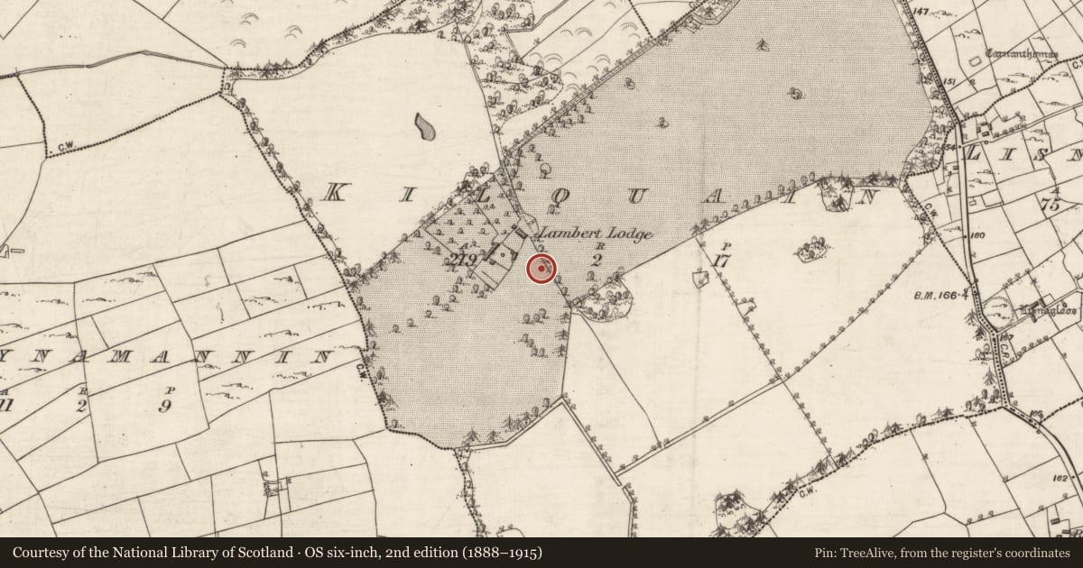 Ordnance Survey six-inch map, 2nd edition (1888–1915) covering the location of Souterrain, Kilquain, County Galway, with a pin at the register's coordinates