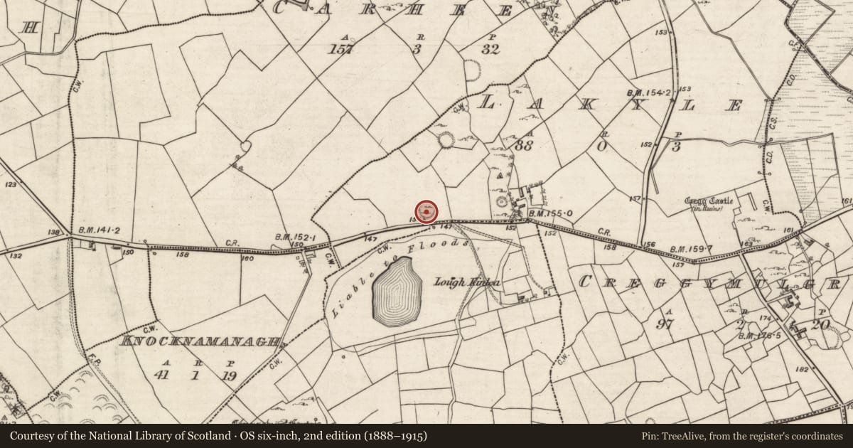 Ordnance Survey six-inch map, 2nd edition (1888–1915) covering the location of Ringfort - cashel, Lakyle, County Galway, with a pin at the register's coordinates