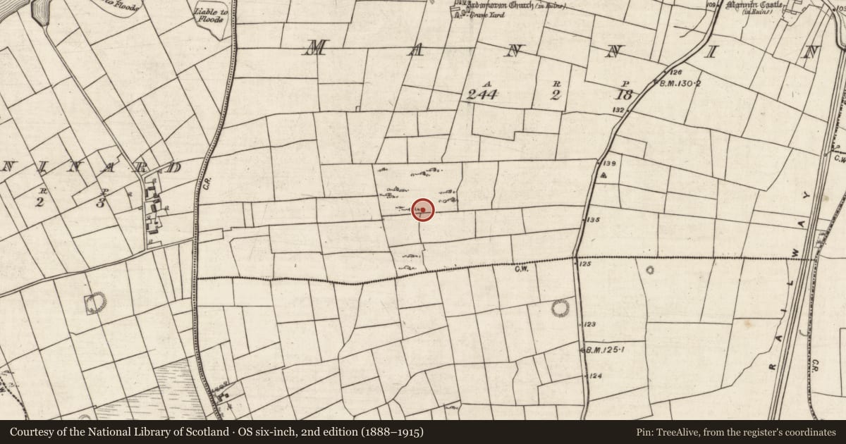 Ordnance Survey six-inch map, 2nd edition (1888–1915) covering the location of Ringfort - cashel, Mannin, County Galway, with a pin at the register's coordinates