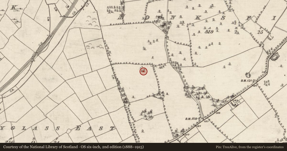 Ordnance Survey six-inch map, 2nd edition (1888–1915) covering the location of Ringfort - rath, Monksfield, County Galway, with a pin at the register's coordinates