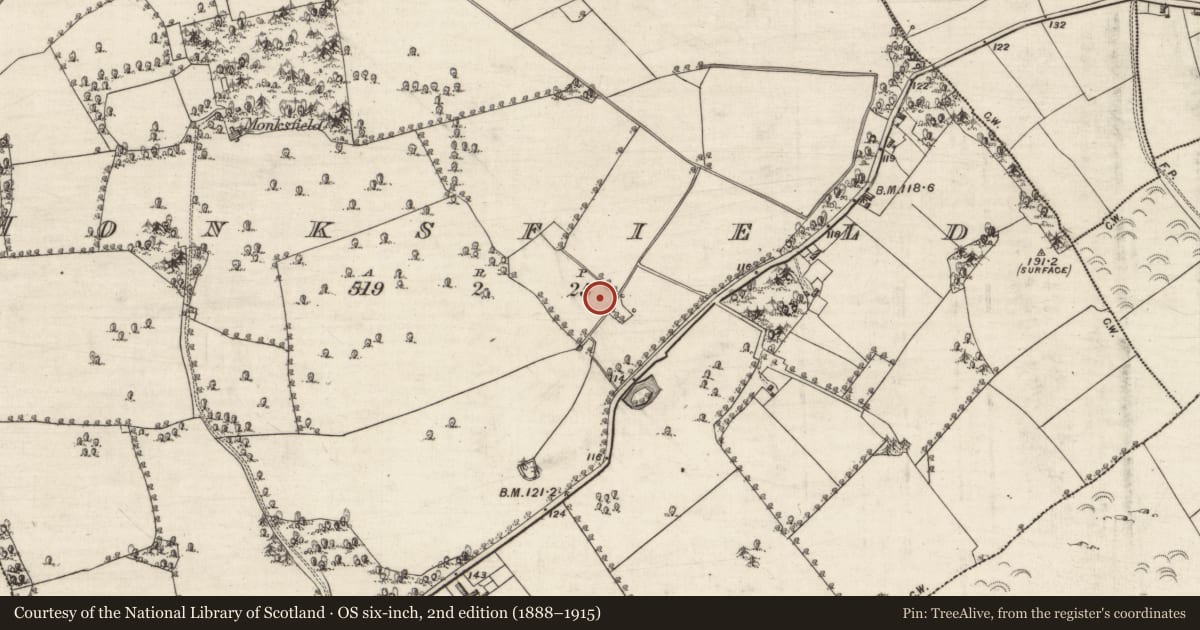Ordnance Survey six-inch map, 2nd edition (1888–1915) covering the location of Ringfort - rath, Monksfield, County Galway, with a pin at the register's coordinates