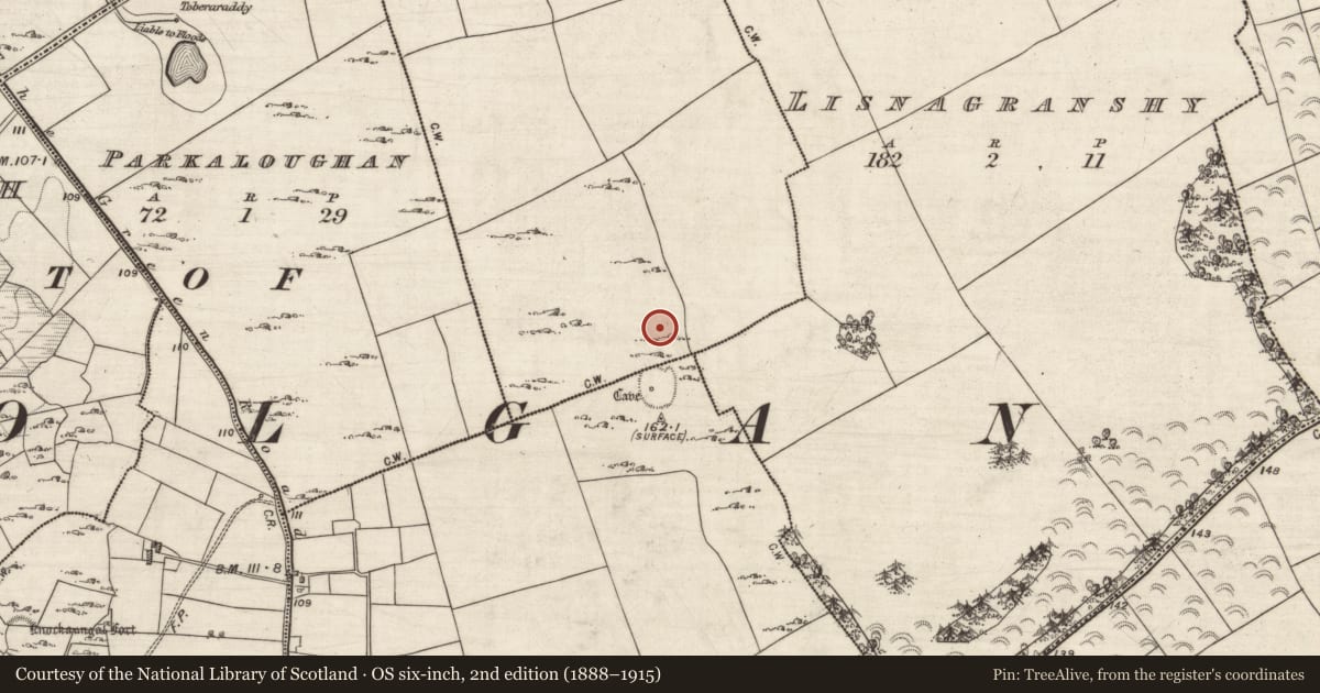 Ordnance Survey six-inch map, 2nd edition (1888–1915) covering the location of House - indeterminate date, Parkbaun, County Galway, with a pin at the register's coordinates