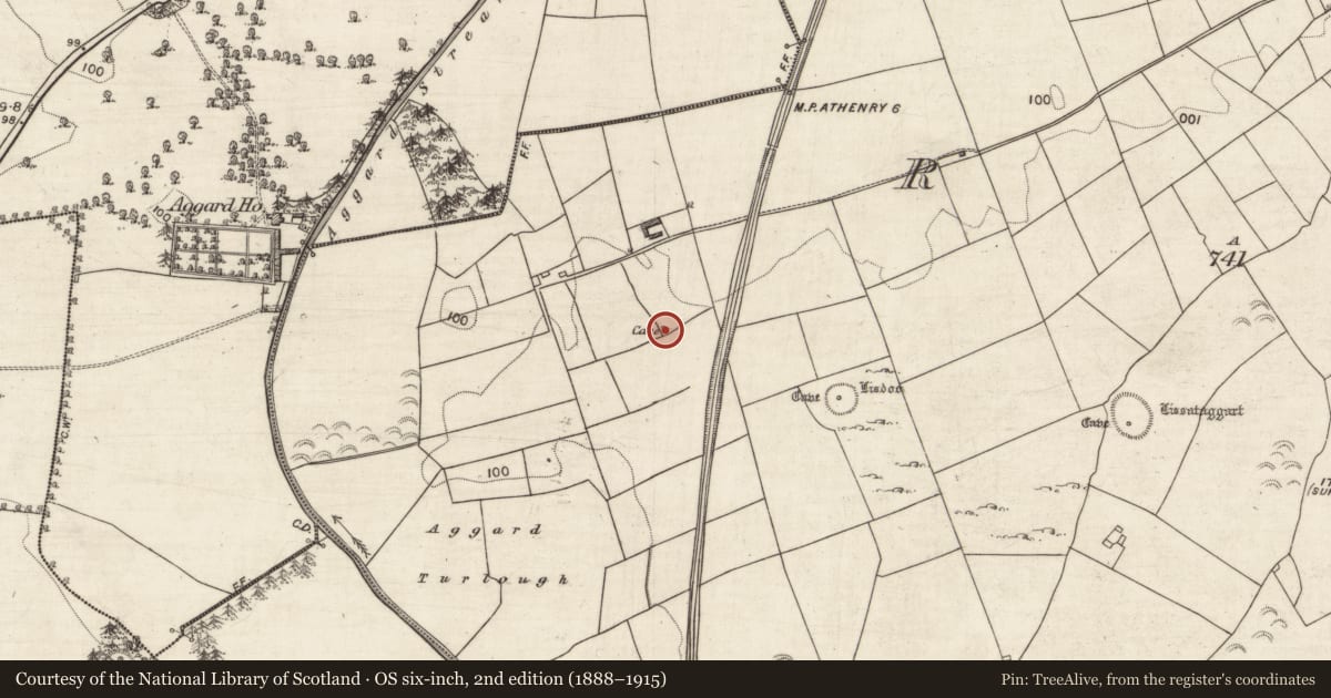 Ordnance Survey six-inch map, 2nd edition (1888–1915) covering the location of Souterrain, Roo, County Galway, with a pin at the register's coordinates