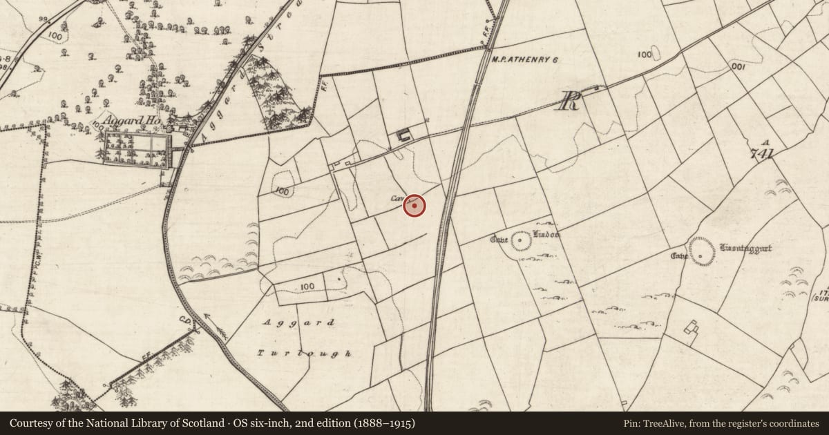 Ordnance Survey six-inch map, 2nd edition (1888–1915) covering the location of Souterrain, Roo, County Galway, with a pin at the register's coordinates