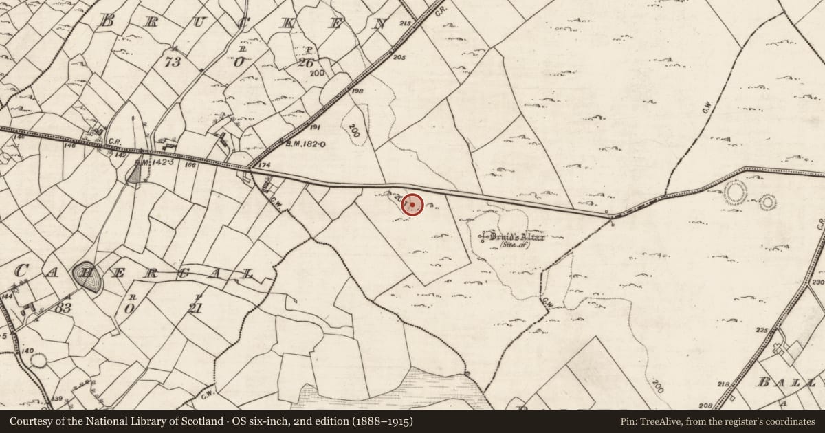 Ordnance Survey six-inch map, 2nd edition (1888–1915) covering the location of Barrow - mound barrow, Seefin, County Galway, with a pin at the register's coordinates