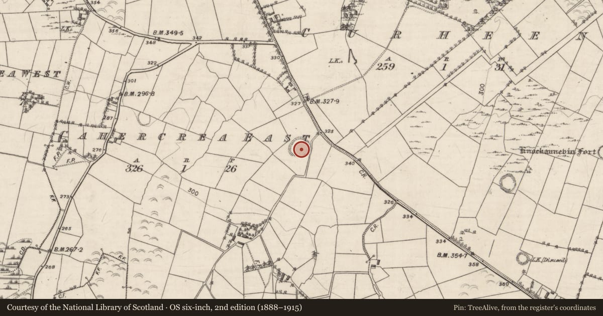 Ordnance Survey six-inch map, 2nd edition (1888–1915) covering the location of Ringfort - rath, Cahercrea East, County Galway, with a pin at the register's coordinates