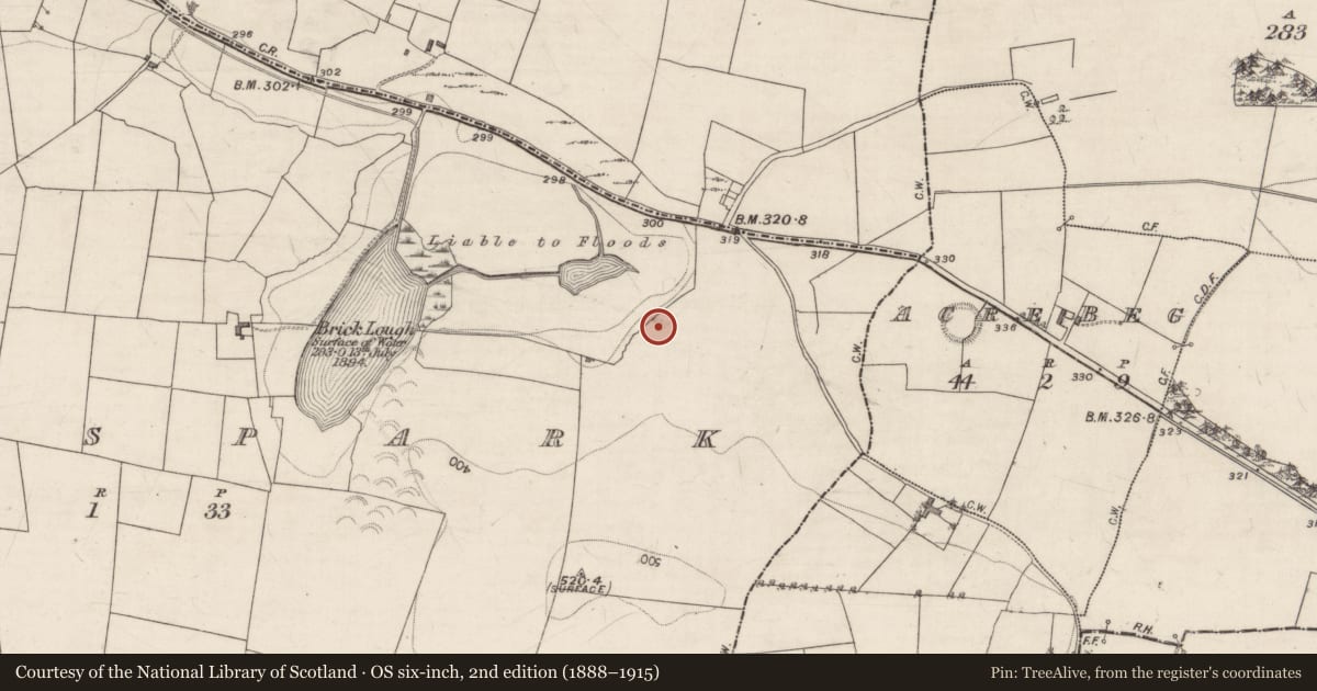 Ordnance Survey six-inch map, 2nd edition (1888–1915) covering the location of Enclosure, Earlspark, County Galway, with a pin at the register's coordinates