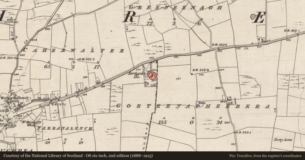 Ordnance Survey six-inch map, 2nd edition (1888–1915) covering the location of School, Gorteenapheebera, County Galway, with a pin at the register's coordinates