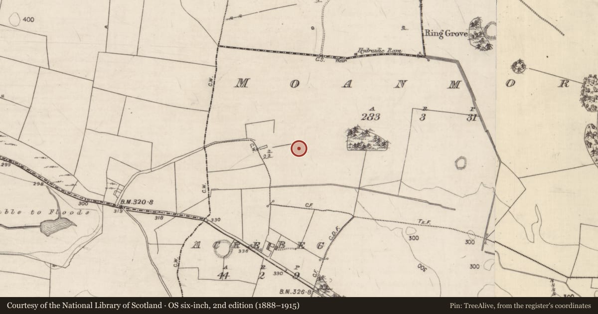 Ordnance Survey six-inch map, 2nd edition (1888–1915) covering the location of Enclosure, Moanmore, County Galway, with a pin at the register's coordinates