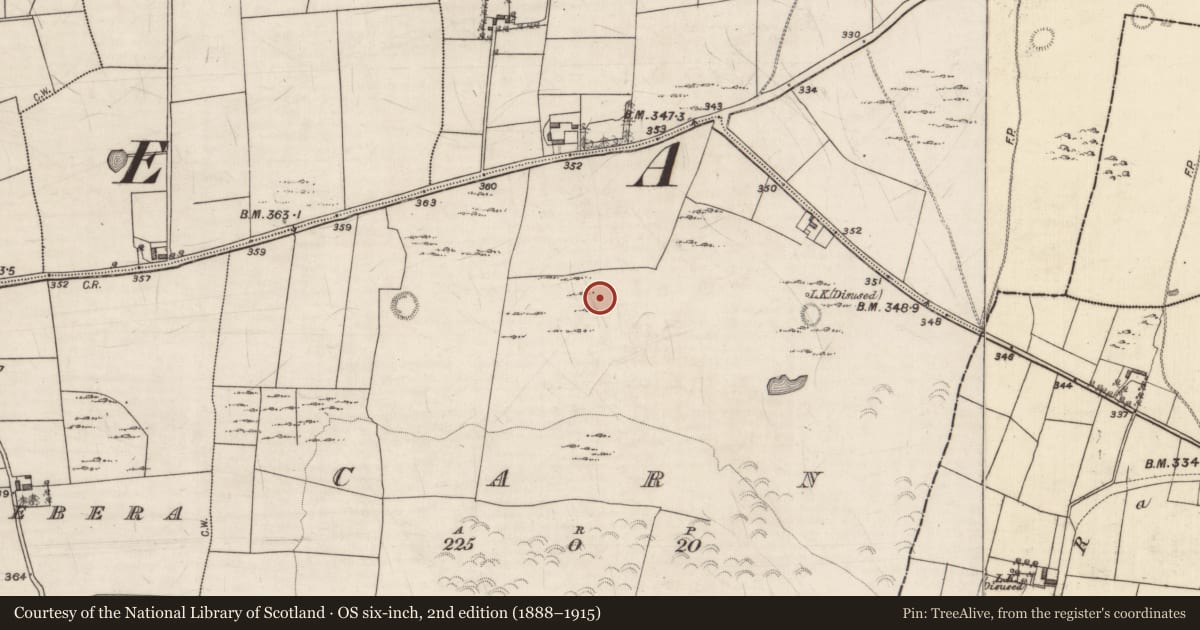 Ordnance Survey six-inch map, 2nd edition (1888–1915) covering the location of Field system, Carn, County Galway, with a pin at the register's coordinates