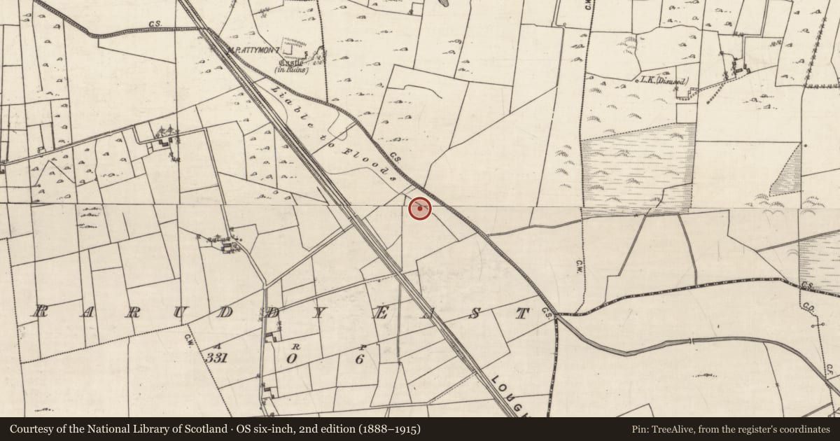 Ordnance Survey six-inch map, 2nd edition (1888–1915) covering the location of Quarry, Raruddy East, County Galway, with a pin at the register's coordinates